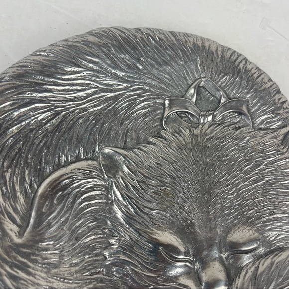 Collectible 90s Arthur Court sleeping cat dish-cast aluminum - Picture 4 of 10